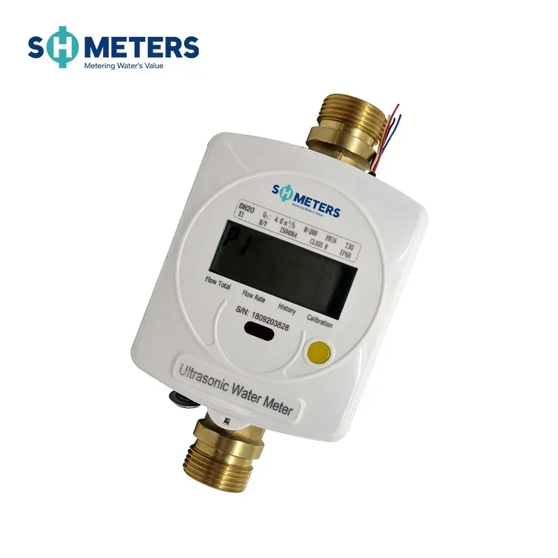 DN20MM Ultrasonic Water Flow Meter Wireless Brass M-bus amr / ami r250 smart water meter