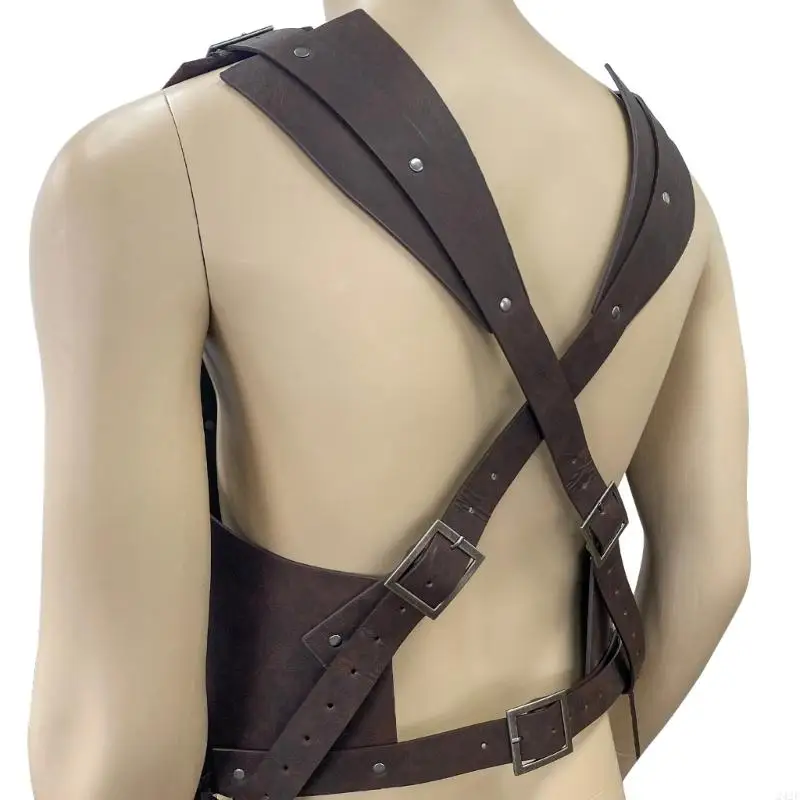 242F PU Leather Chest Armors Knight Faux Leather Body Medieval Armors
