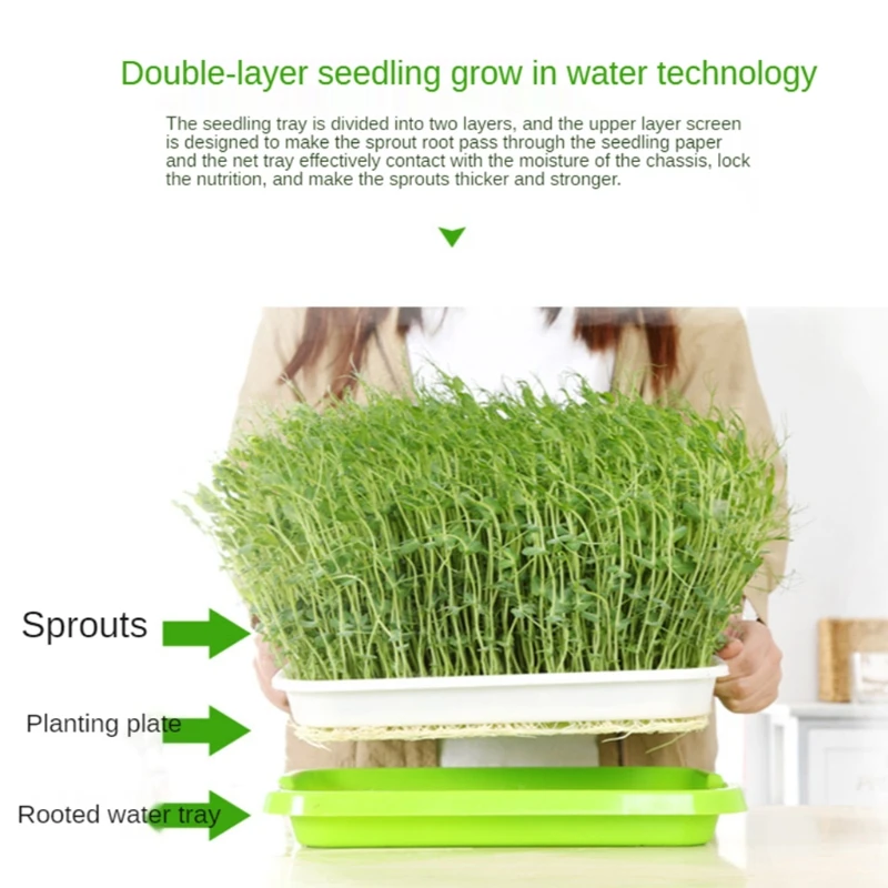 Hydroponic Seedling Green Tray For Sprouts Soil-Free Planting Box Gardening Supplies Horticultural Hydroponic System Tool 1Set hydroponic germination tray