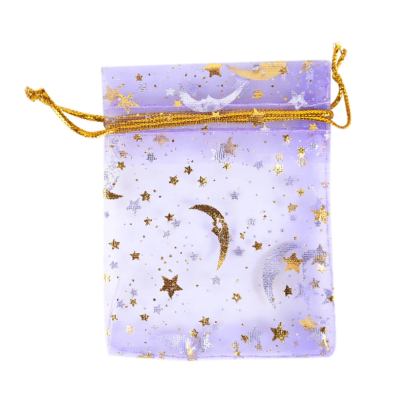 thumbnail image 1 of 100 PCS of Moon Star Christmas Candy Drawstring Hard Gauze Packaging Bag Transparent Mesh Bag Wedding Party Decoration Candy Bag, 1 of 4