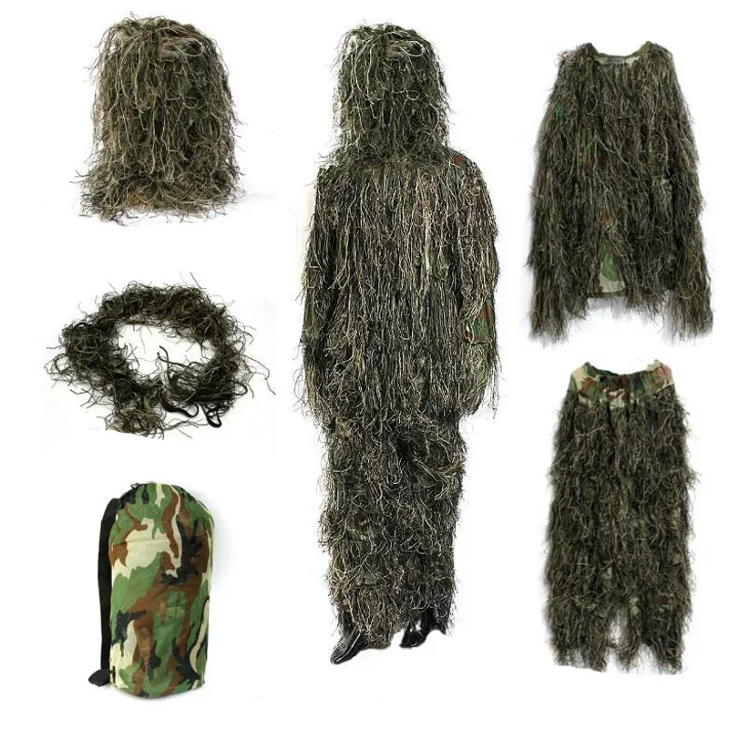 Hunting Ghillie Suit Camo Woodland Camouflage Forest 3D Tactical Suits Sniper Airsoft Hunting Clothes Outdoor Costume