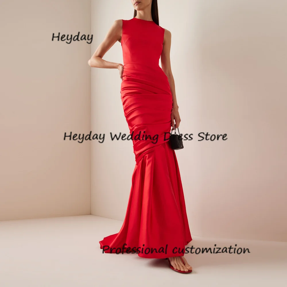 

Heyday Satin O-Neck Mermaid Court Train Sleeveless Classics Draped Formal Occasion Evening Party Pretty Dresses Heyday 2024