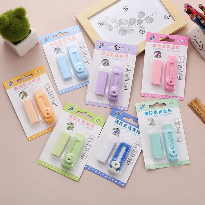 

20 set/lot Creative Macarons Push-pull Eraser Cute Writing Drawing Rubber Pencil Erasers Stationery Gifts School Suppies