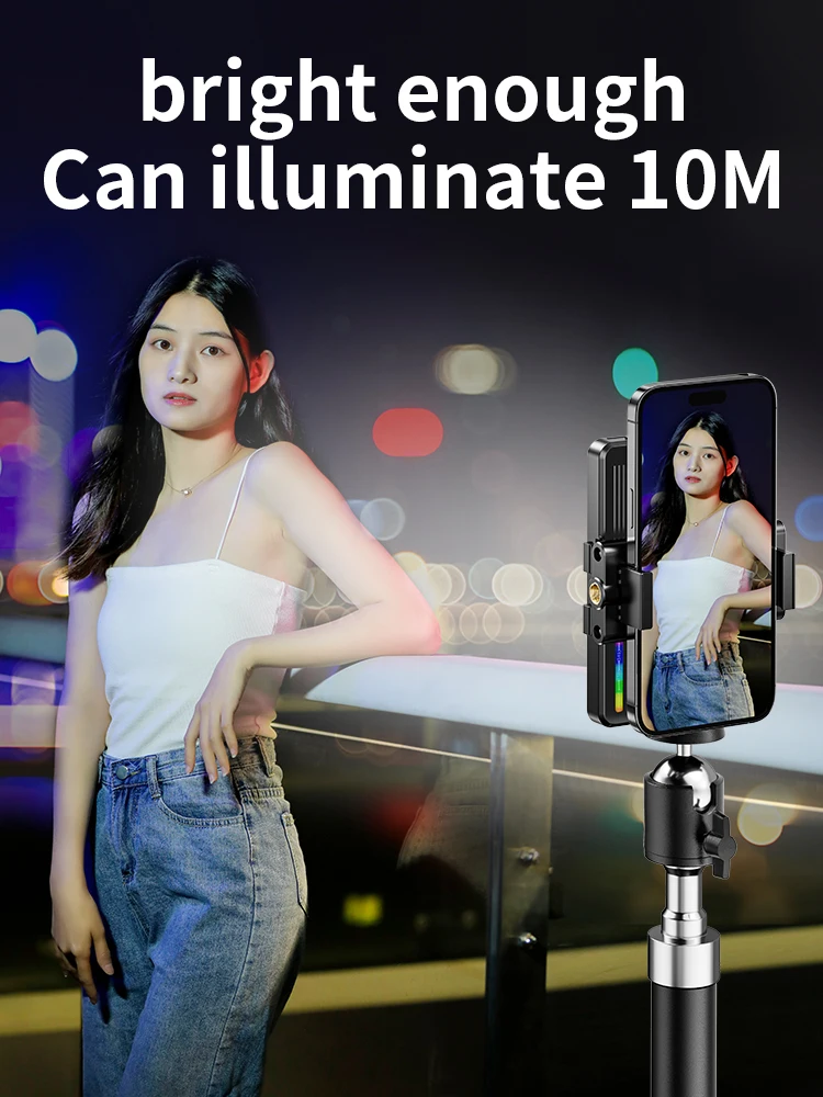 Desiontal 미니 비디오 필 라이트 RGB 풀 컬러 주변 조명 셀카 LED 색온도는 카메라, 아이폰, 컴퓨터에 맞게 조정 가능