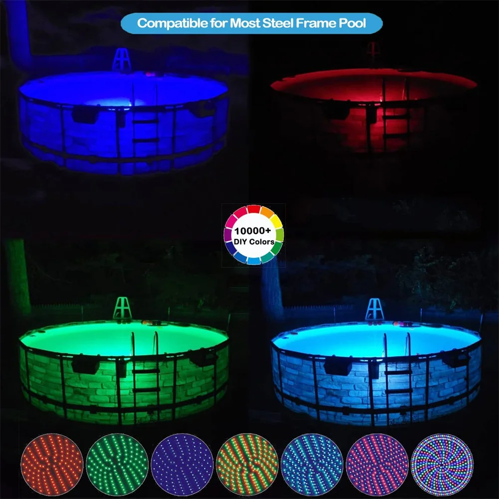 50W RGB 수중 조명 자기 흡착식 수영장 램프 모바일 앱 제어 무타공 설치 수영장 조경 스포트라이트 10M
