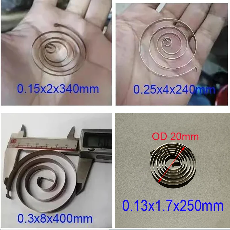 força constante, brinquedo pequeno estilo espiral, largura 0.1-0.2mm, 3-7mm