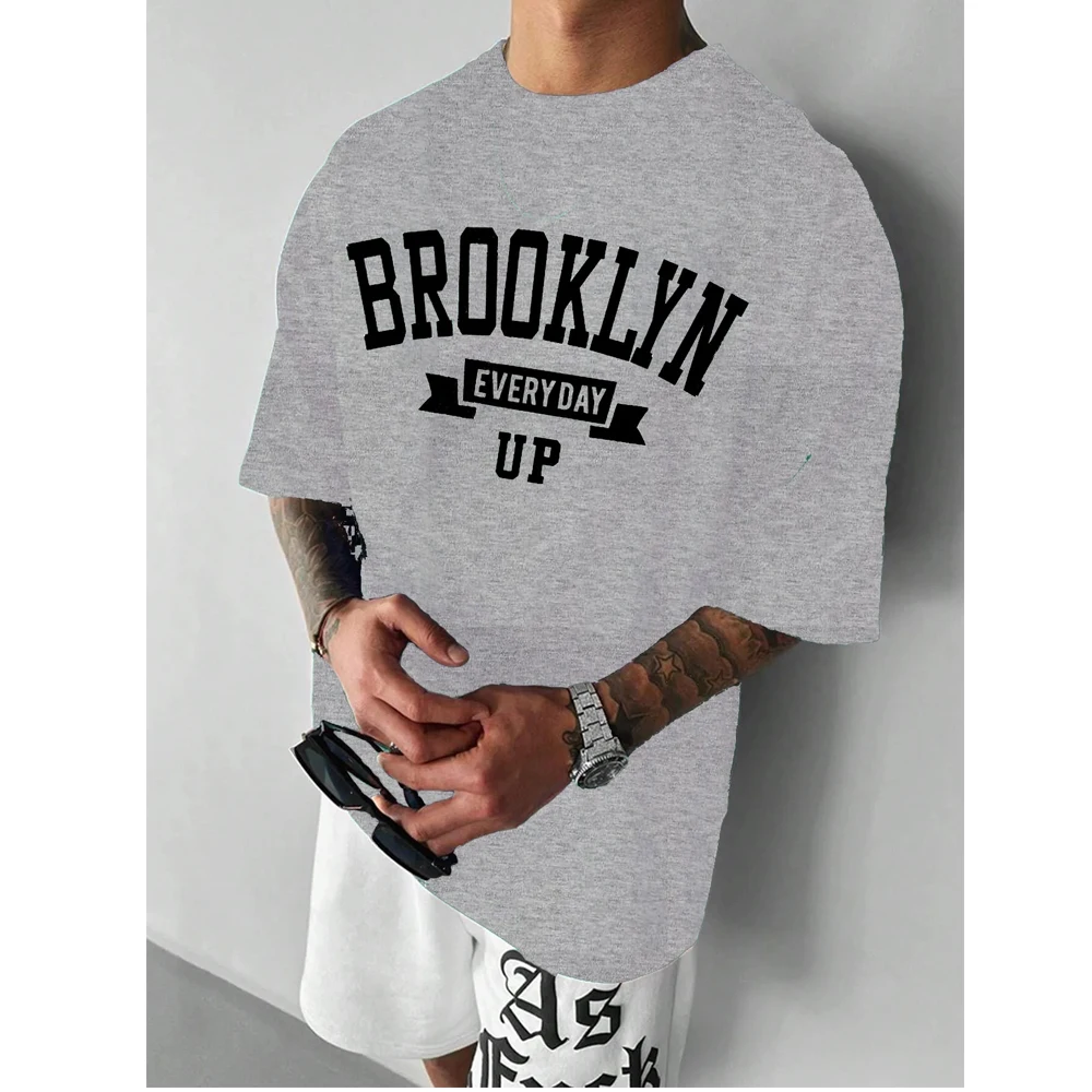 

Summer Men Cotton T-Shirt Brooklyn Printing Tops Tees Male Fashion Letter Camiseta Short Sleeve Clothing Harajuku Streetwear