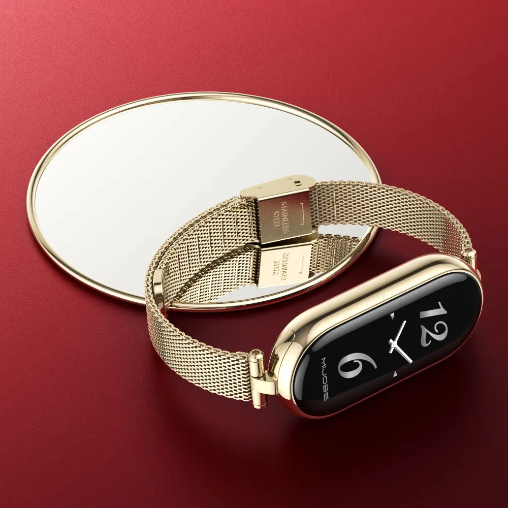 Strap For Xiaomi Mi Band 8 9 7 6 5 43 Smart Bracelet Women Girls Fashion Metal Mesh Watchband Replacement Accessories Miband 7 6 2