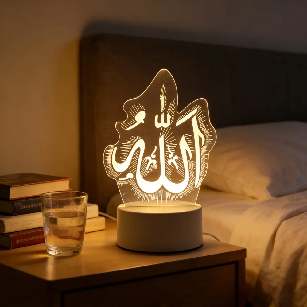 USB Powered EID Mubarak Table Ornament LED Night Light Islamic Muslim ...
