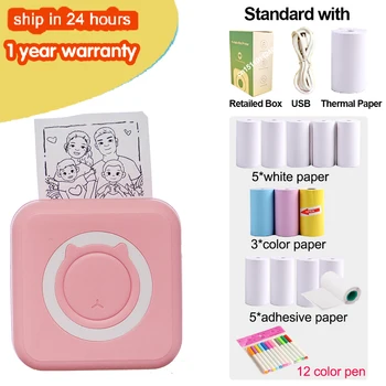 Portable Thermal Printer MINI Wirelessly BT 203dpi Photo Label Memo Wrong Question Printing With USB Cable Imprimante Portable 18