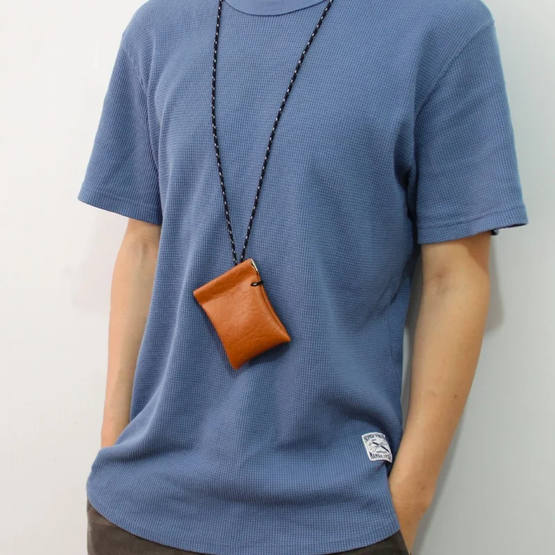 Neck Hanging Coin Purse PU Leather Earphone Storage Bag Mini Wallet Anti-theft Small Key Bag for Men And Women