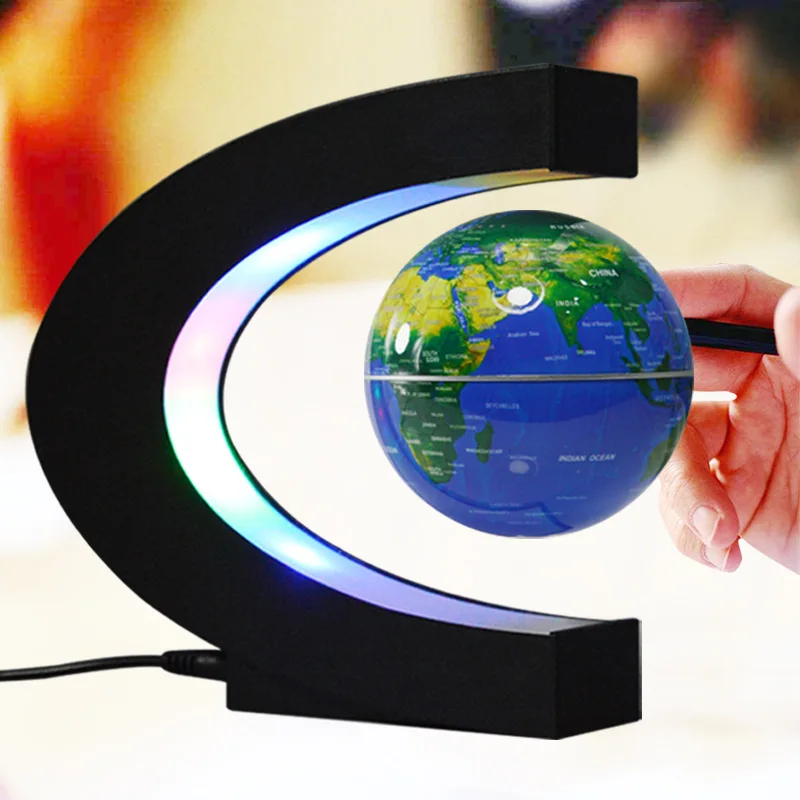 

3 Inch Magnetic Levitation Globe C Shape Night Light Floating World Map Terrestrial Lamp Desk Decoration Living Room
