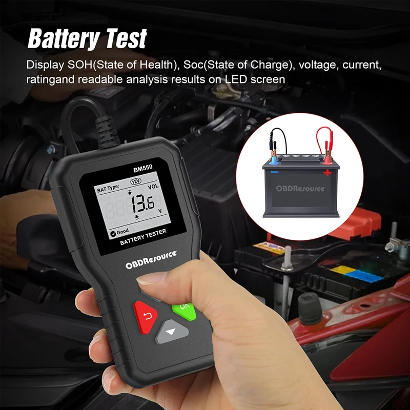 BM550 Car Battery Tester 6V/12V/24V 100-2000 CCA Battery System Detection Analyzer Battery Testing Diagnostic Tool
