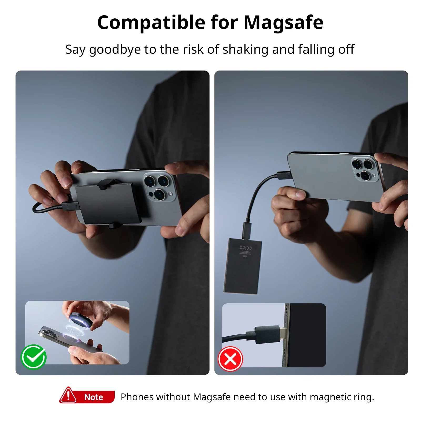 SmallRig Magnetic SSD Holder for MagSafe, Attachable Phone Clamp for External SS