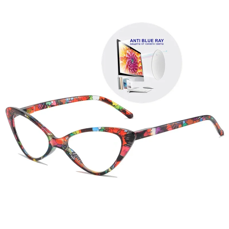 Prescription Glasses Myopia -0.5 to -10 Women Men Cat Eye Nearsighted Eyeglasses Blue Light Blocking or Photochromic Lenses F054