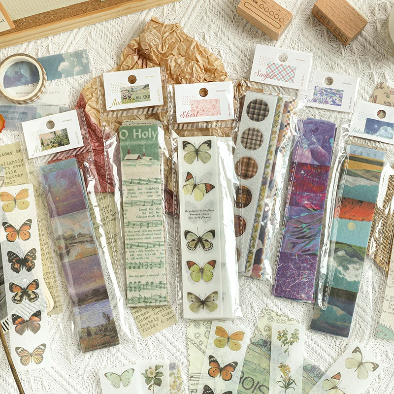 jianwu 40 pcs vintage sheet music plant butterfly strip sticker aesthetic journal scrapbooking decoration stickers stationery assorted stickers aliexpress