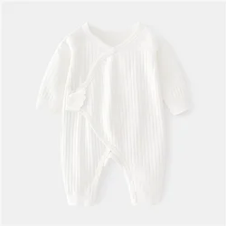 Unisex Newborn Cotton Romper - Printed Infant Jumpsuit for Spring & Autumn (0-6M) (Wing white)