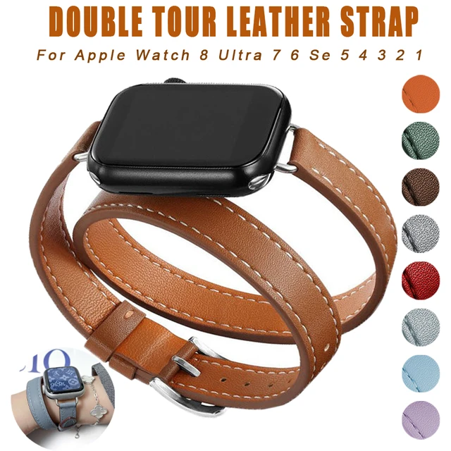 Leather strap for Apple watch Ultra 49mm band 44mm 40mm 45mm 41mm 38mm 42mm  Genuine luxury bracelet iWatch series 8 7 6 5 4 3 SE