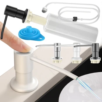 นํากลับมาใช้ใหม่ห้องครัวจานเครื่องจ่ายสบู่เหลวเคาน์เตอร์Built-in Designคอนเทนเนอร์สบู่กดสบู่Liquidพร้อมหลอดขยาย 1