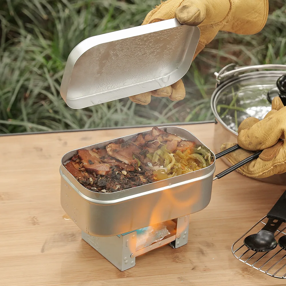 800/1400ML Aluminum Lunch Boxes Travel Camping Tableware Mess Tin Outdoor Picnic Tourist Bowl Dishes Bento Camp Hiking Supplies