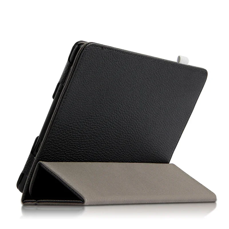 Premium PU Leather Tri-Fold Stand Cover with Hand Strap