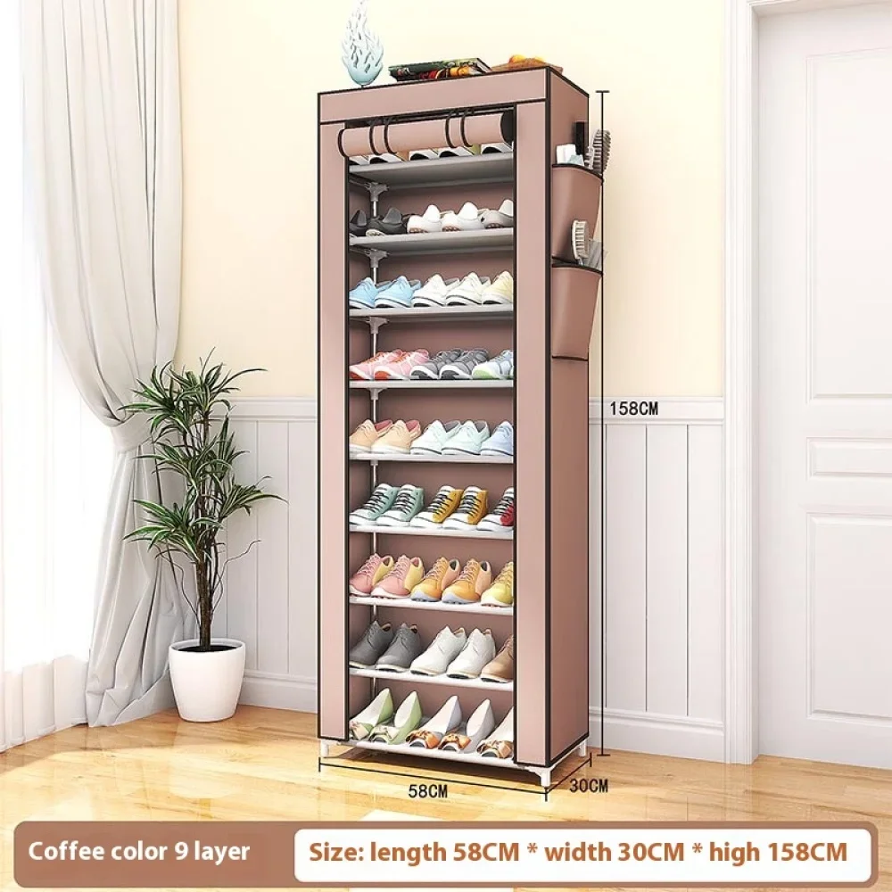 Multi-layer Shoe Rack Organizer Large Capacity Boot Storage Cabinet Non-woven Corridor Entrance Bracket Metal Shoe Cabinet