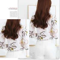 Women's Long Sleeve Chiffon Blouse, V-Neck Tops, Slim Fit Shirt, Office Lady Fashion Print Clothing, Spring, 2024 New, 882G - Image 4