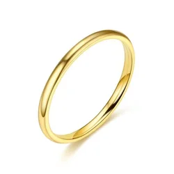 Elegant Gold - Tone Stainless Steel Couple Rings - Timeless Wedding & Engagement Jewelry - 8 (Gold 2mm)