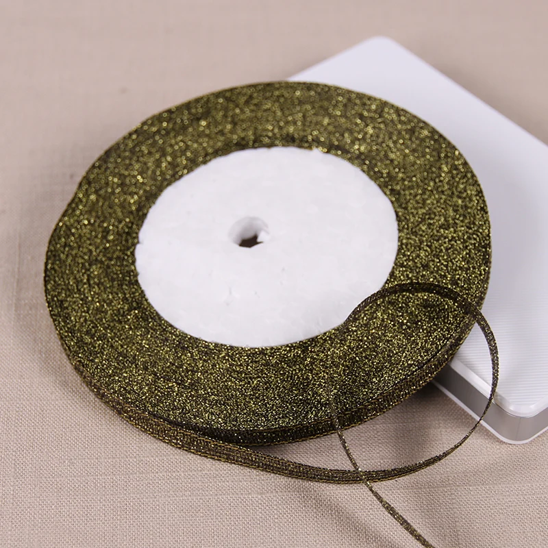 Metallic Glitter Gold and Silver Ribbon - 1/4 x 25 Yards for DIY Crafts, Sewing, Party Decorations, and Gift Wrapping
