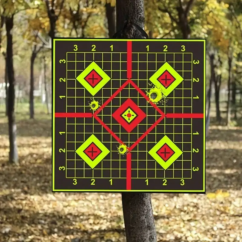 Shooting Targets Stickers Spinner Shooting Targets 10pcs 12" Splash Target Stickers For Archery And Range Bright Fluorescent Yellow Splash Perfect For Practice Improving Accuracy