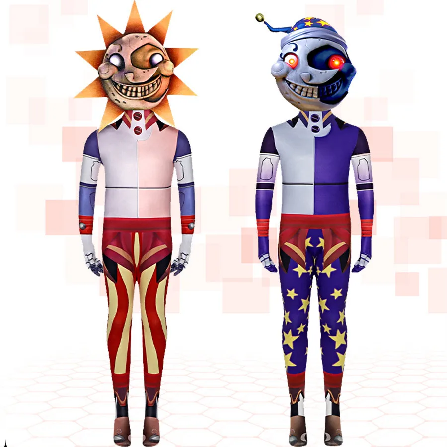 Divertente Horror Spaventoso Costume Di Halloween Bambini Sundrop E Moondrop Fnaf Tuta Maschera Anime Cosplay Costume Natale Regalo Di Compleanno