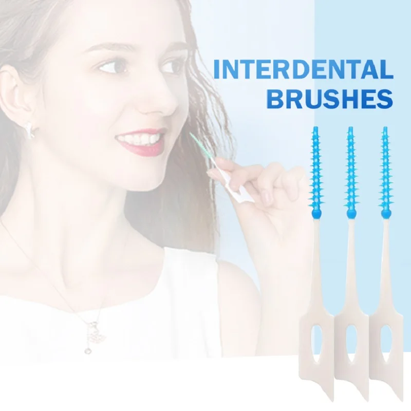 Interdental Brushes 200 pcs/box Silicone Super Soft Dental Cleaning Brush Teeth Cleaner Dental Floss Toothpicks Oral Care Tools