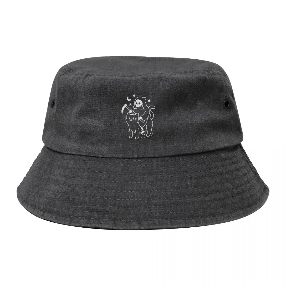 

Death Rides A Black Cat Bucket Hat Snap Back Hat Golf Fishing cap Mens Hats Women's