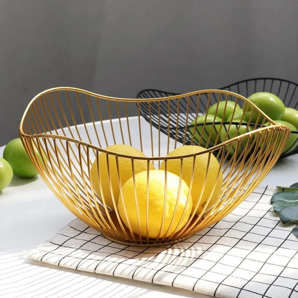 Fruit Bowl Hollow Drain Basket Iron Fruit Basket Snack Storage fruit plate fruit bowl
