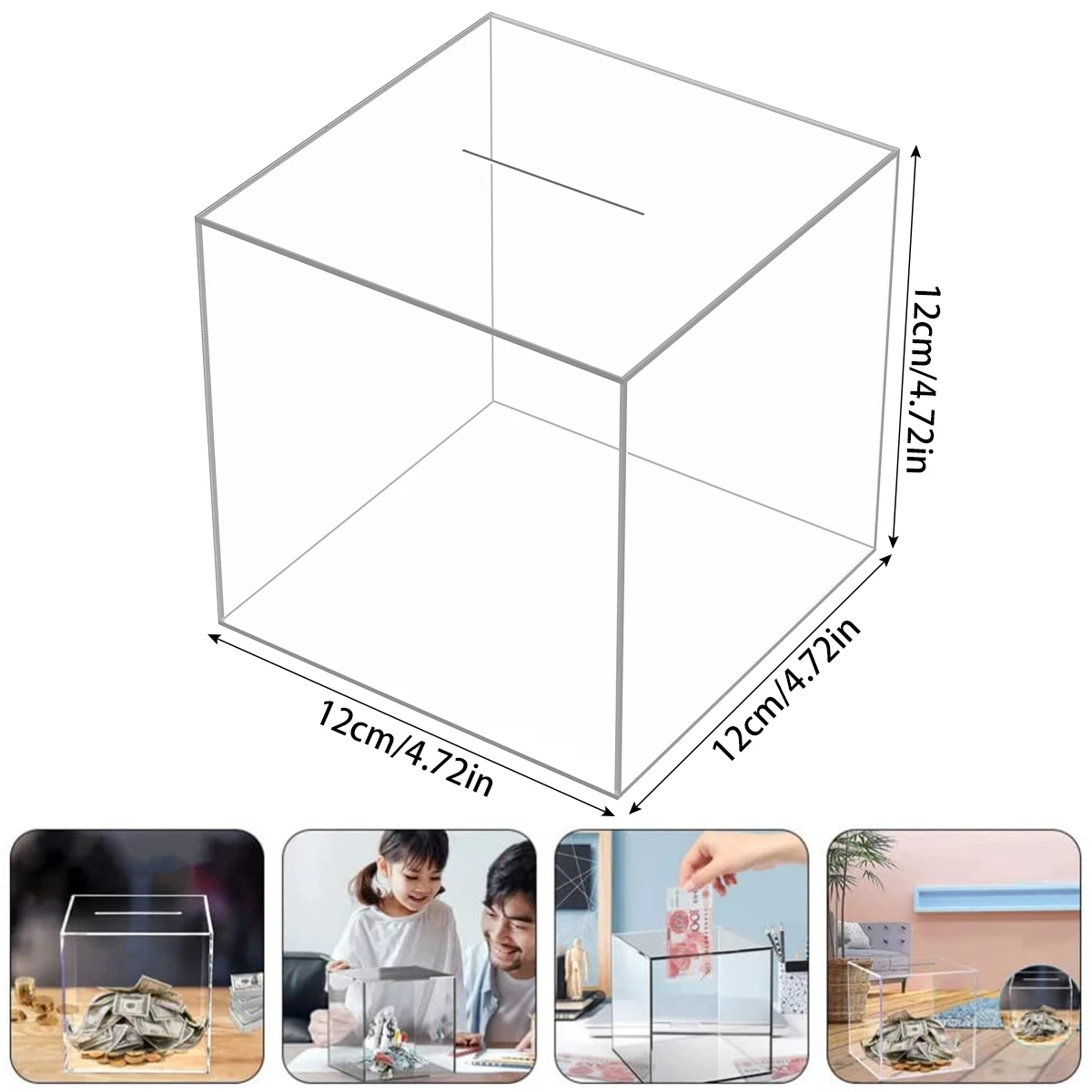Sparschweinchen – Transparente Acrylbox für Erwachsene und Kinder, wiederverwendbar, für Münzen und Scheine, Geldkassette, sicher für Geld_voghion.com