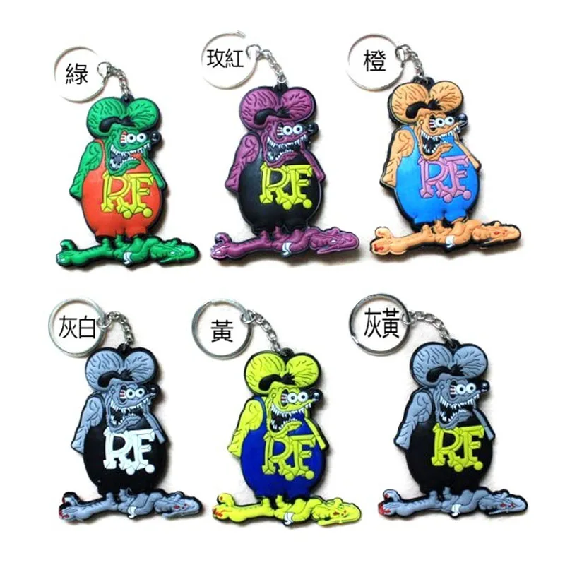 Rat Fink Keychains Crazy Mouse Rf Ratfink Keyring Pendant Cartoon