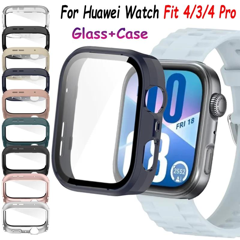 HD Tempered Glass+PC Protective Case for Huawei Watch Fit - Full Coverage Screen Protection Cover, Premium Accessories