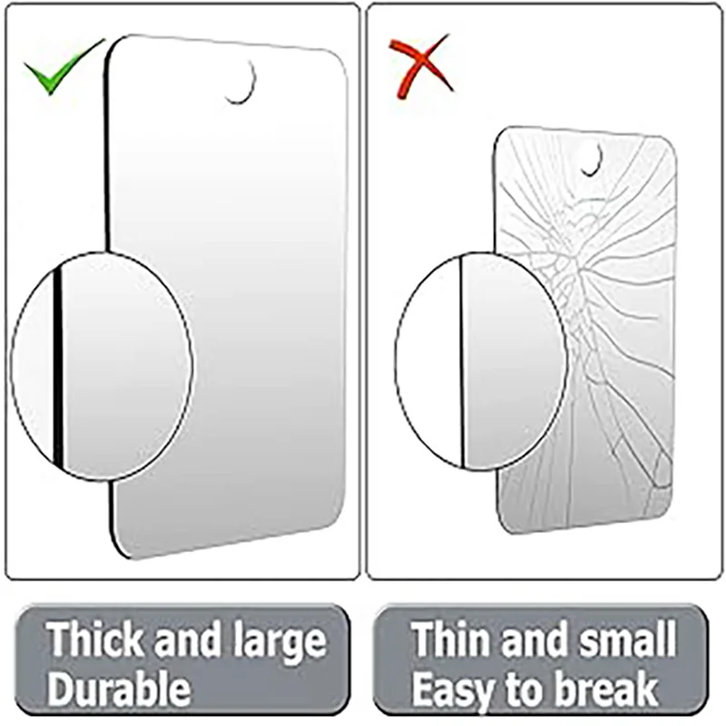 30cm 대형 사이즈 깨지지 않는 김서림 방지 여행용 면도 거울 휴대용 아크릴 안티포그 욕실 도구 여행용