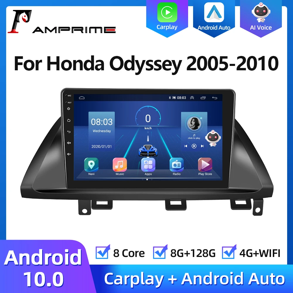 AMPrime Android 11 Carplay Car Radio For Honda Odyssey 2005 2010