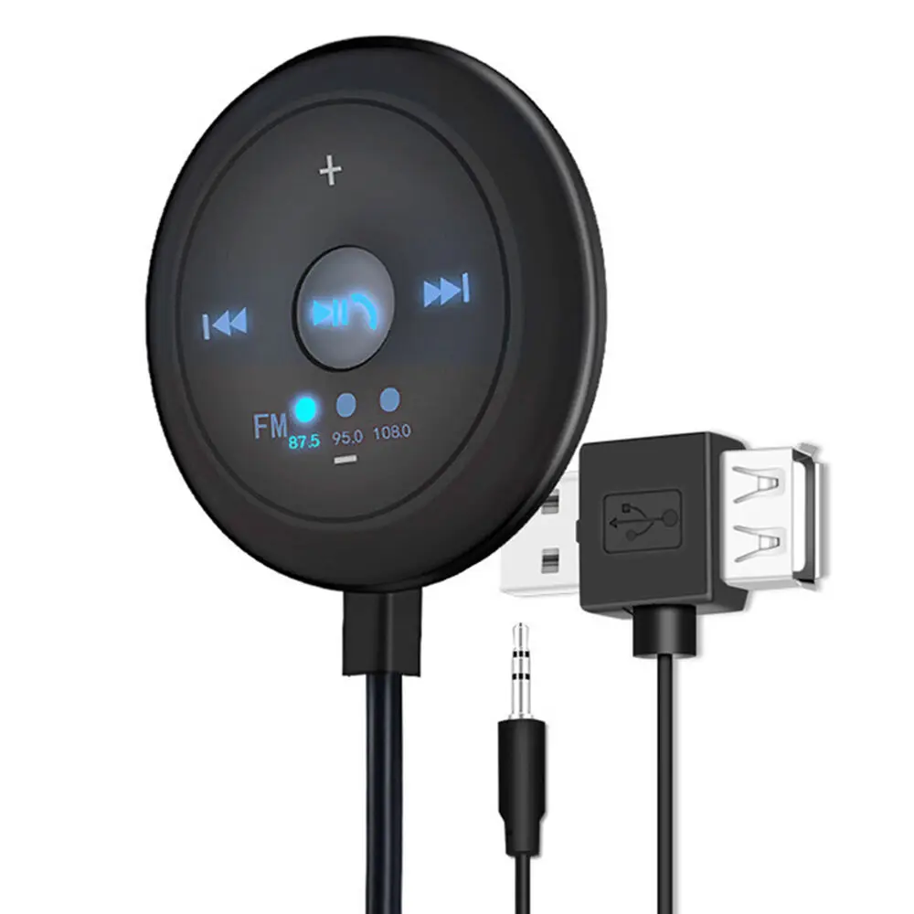 Lettore Mp3 Per Auto Wireless Bluetooth 5.0 Trasmettitore Fm Adattatore Ricevitore Vivavoce Audio Aux Da 3.5Mm