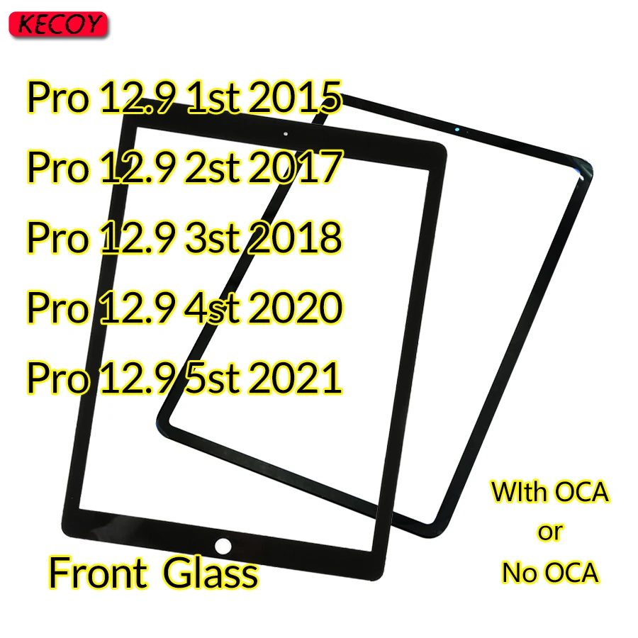 10Pcs Front Glass With Oca (No Touch Digitizer) For Ipad Pro 12.9 2015 2017 2018 2020 2021 Outer Lcd Screen Panel Lens Glass