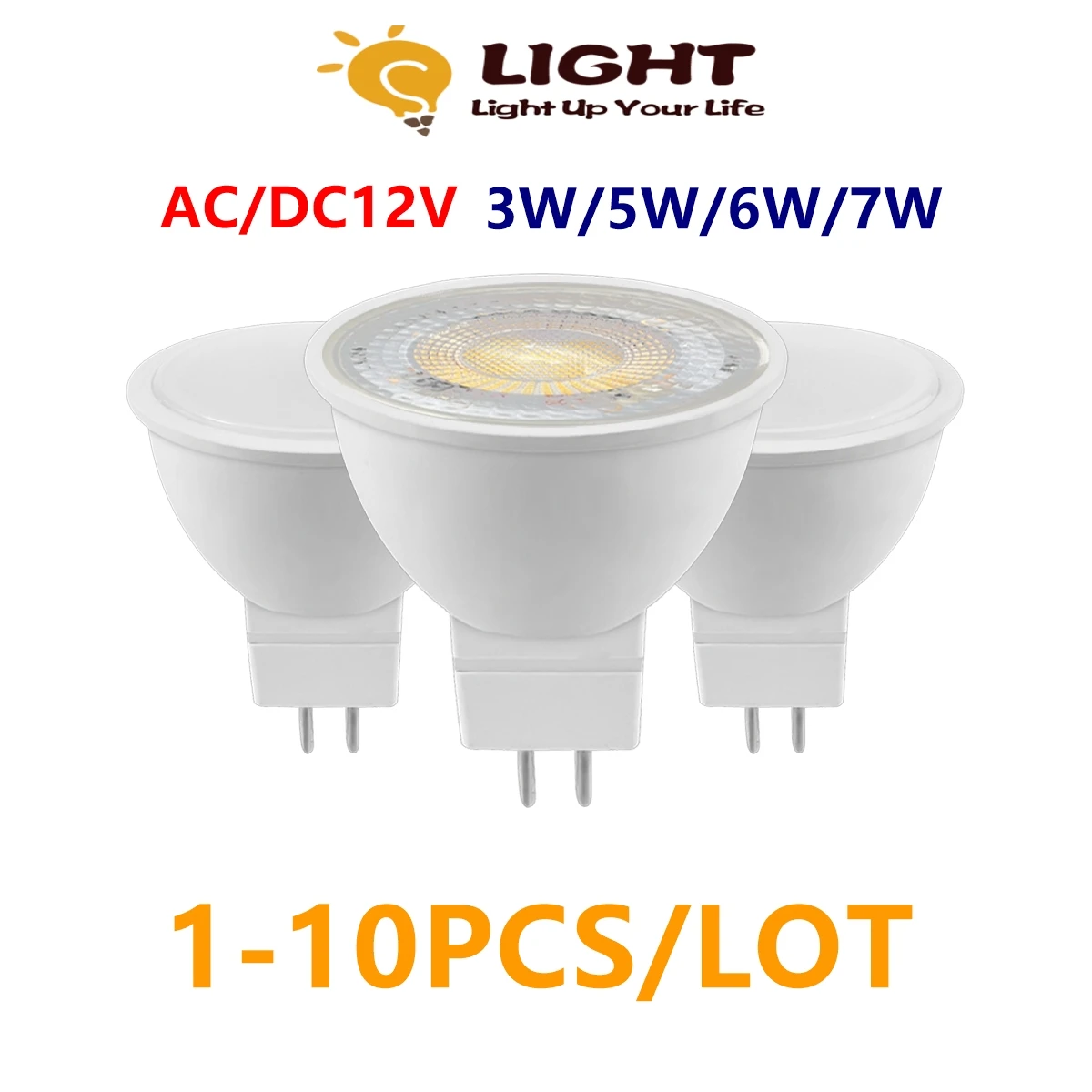 LED 저전압 스포트라이트 MR16 GU5.3, 발광 각도 38/120 도, 3W-7W, 3000K-6000K, 20W 50W 할로겐 램프 교체 가능, AC/DC12V