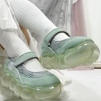 Bubble Sole Mary Jane Sneakers Round Toe Height Increasing Mixed Color Hook & Loop Slip-On Fashion Elegant Novelty Women Shoes 2