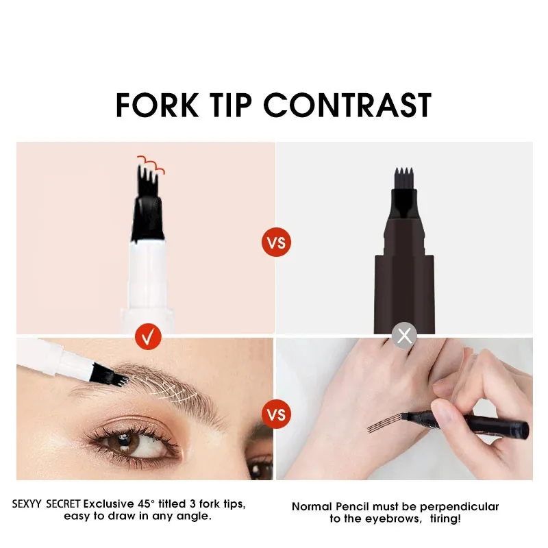 Dark Brown Eyebrow Pencil Microblading Eyebrow Pen Makeup Waterproof 4 Tip Eyebrow Pen Black Liquid Pen Enhancer Cosmetic 2