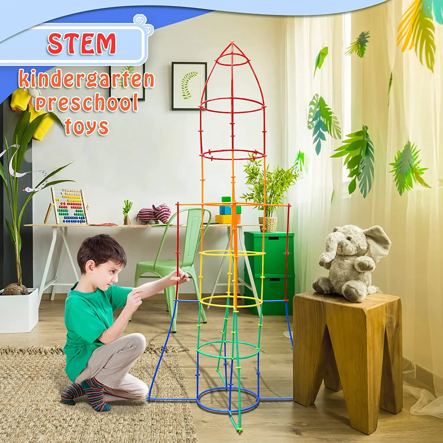 DIY Construction Toys 800 Pieces Straw Toys Plastic Indoor and