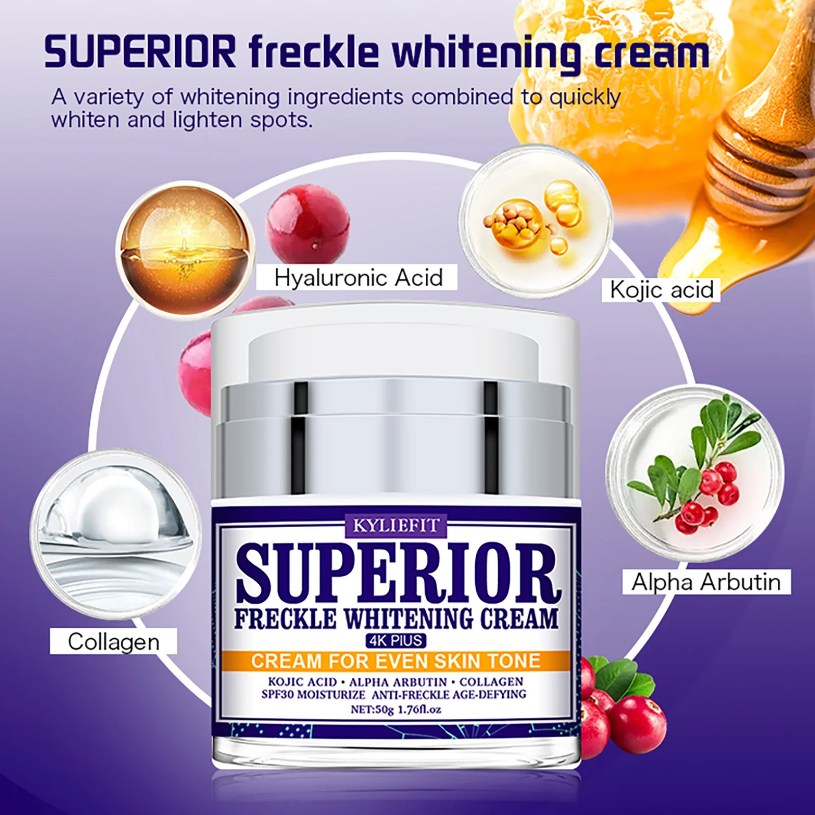 KYLIEFIT Superior Freckles Whitening Face Cream, Organic Dark Spot Correction Facial Cream, Remove Stains, Age Spots, Sun Spots