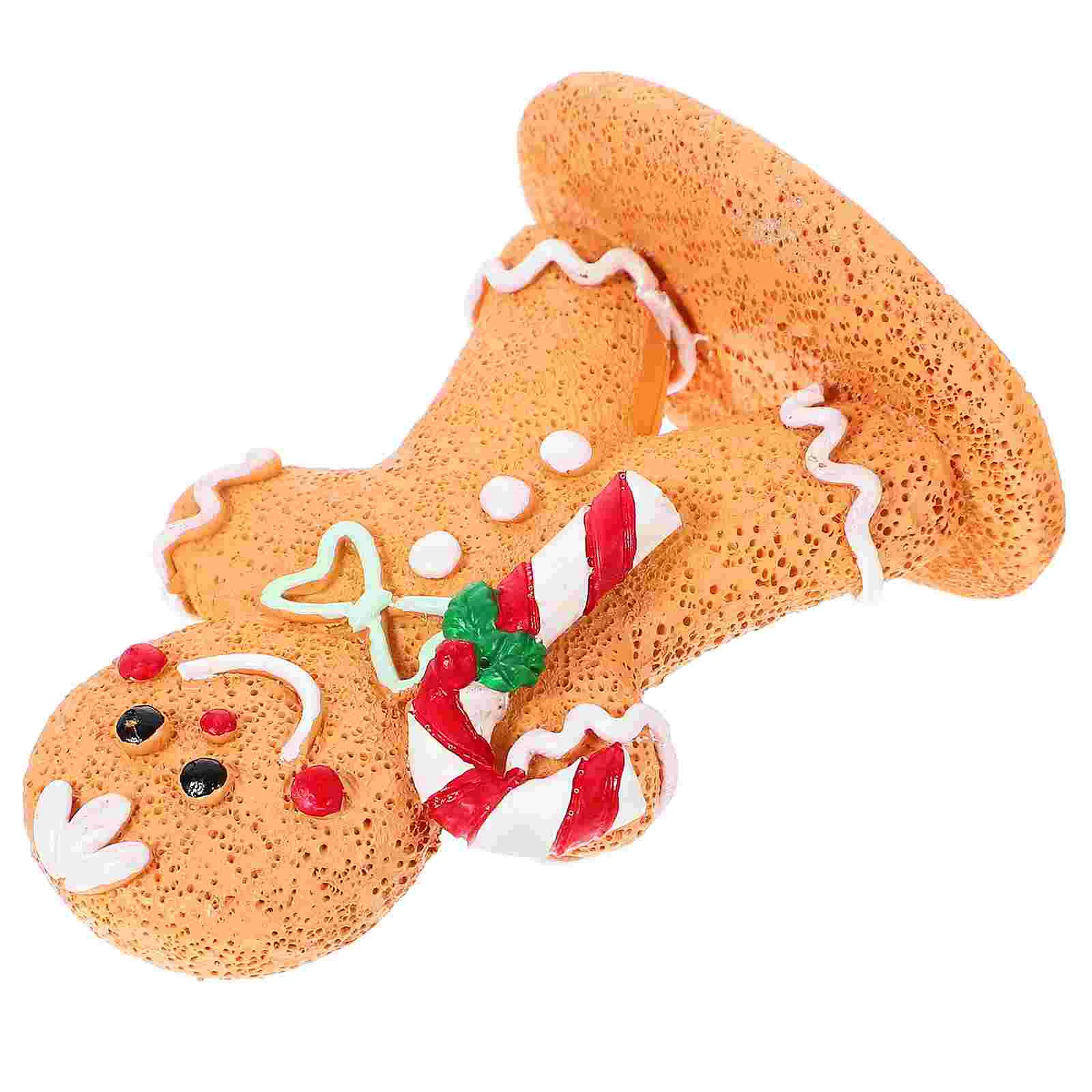 

Christmas Tabletop Decorations Resin Gingerbread Men Candy Cane Figurines Xmas Cartoon Gingerbread Display Statue