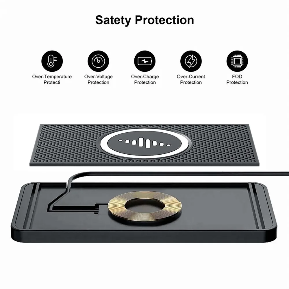 15W Wireless Car Charger Pad Non-slip Phone Charge For iPhone 17 16 15 14 13 12 Samsung S25 S24 Xiaomi 17 Pro Max Fast Charging