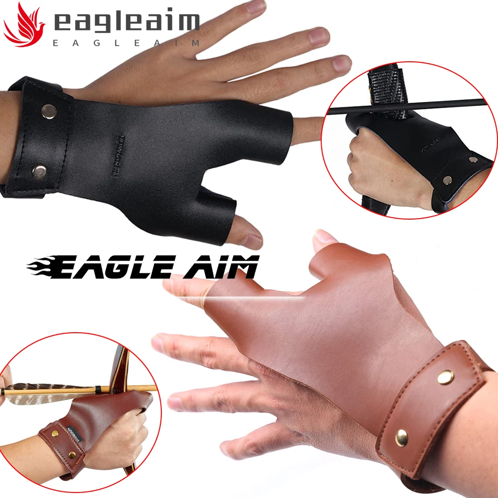 

Huntingdoor Archery Hand Guard Shooting Glove Hand Protective Gear Cow Leather Finger Tab Cowhide For R Hand or L Traditional