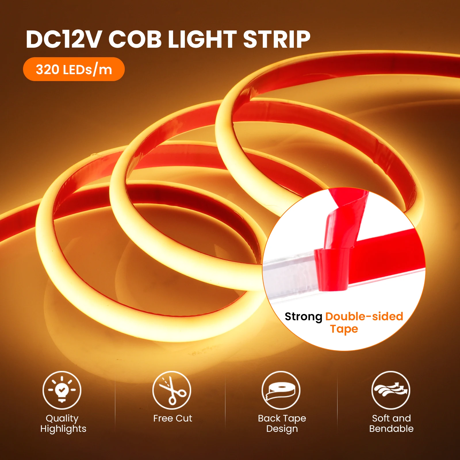 DC 12V COB LED Strip Neon Light IP68 Waterproof S73702ea9431145e982a6a552306f113bb